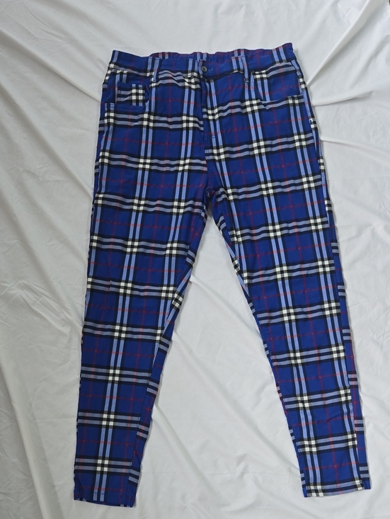 Other - Men's Blue Checkered Pants, BURBERRY Style Pattern, Casual And Chic.